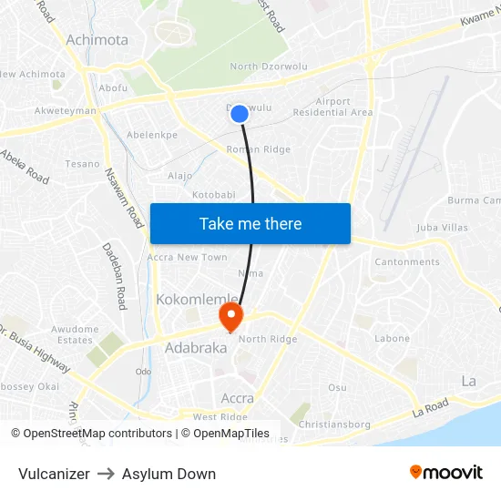 Vulcanizer to Asylum Down map