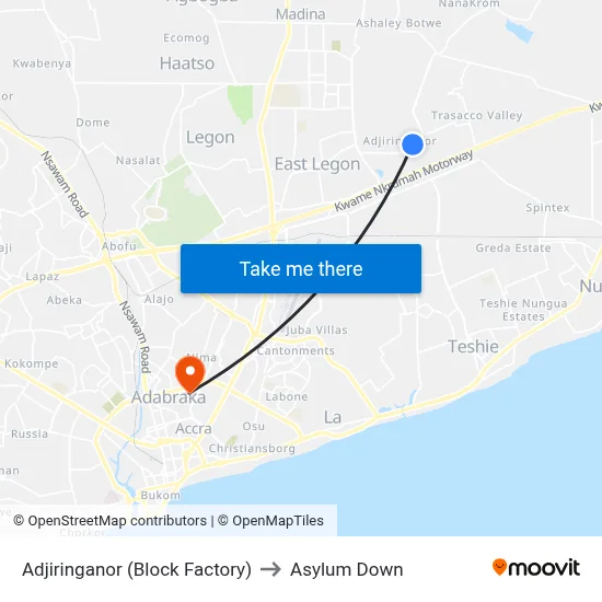 Adjiringanor (Block Factory) to Asylum Down map