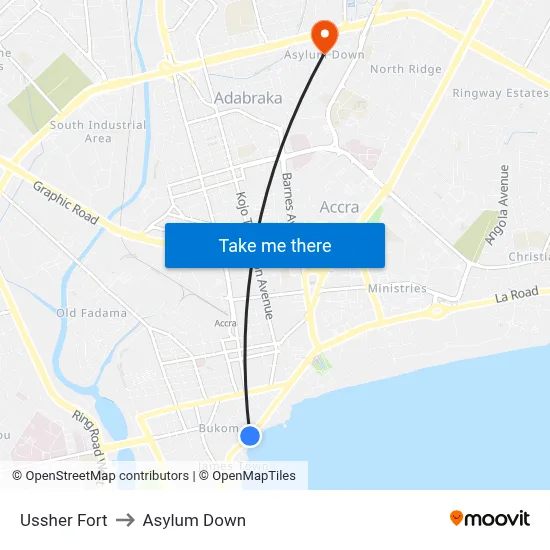 Ussher Fort to Asylum Down map