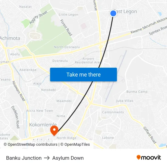 Banku Junction to Asylum Down map