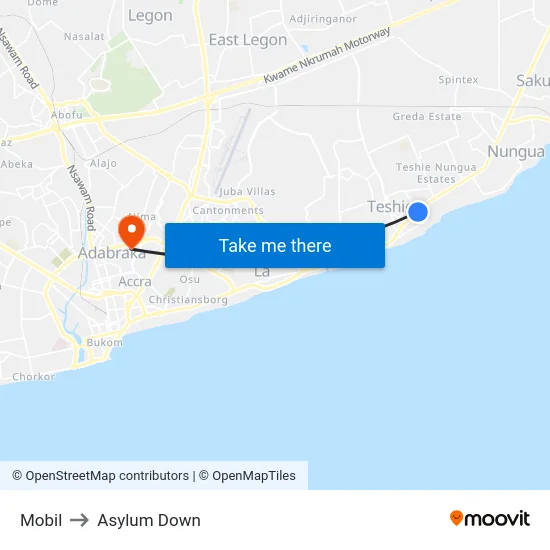 Mobil to Asylum Down map