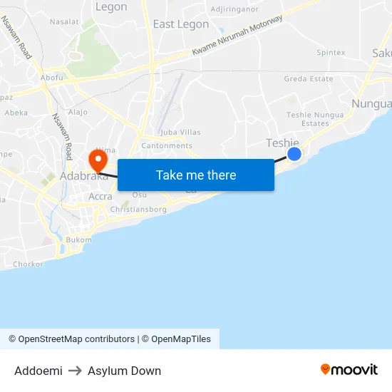 Addoemi to Asylum Down map