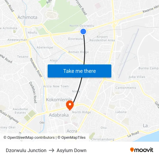 Dzorwulu Junction to Asylum Down map