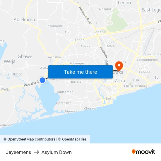 Jayeemens to Asylum Down map