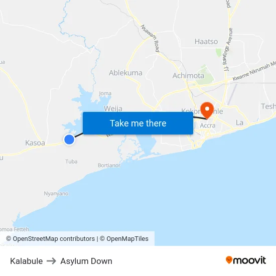 Kalabule to Asylum Down map