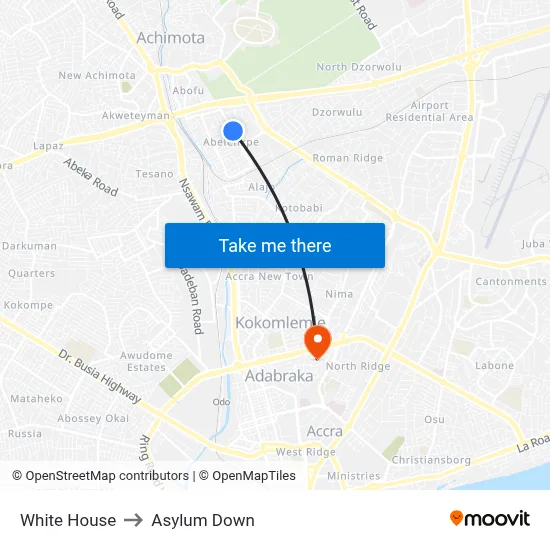 White House to Asylum Down map