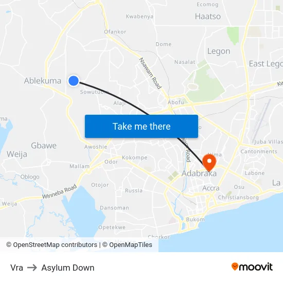 Vra to Asylum Down map