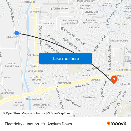 Electricity Junction to Asylum Down map
