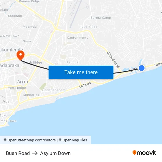 Bush Road to Asylum Down map