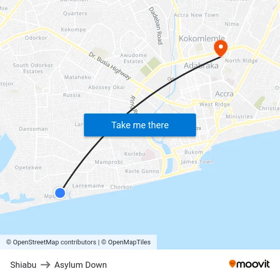 Shiabu to Asylum Down map
