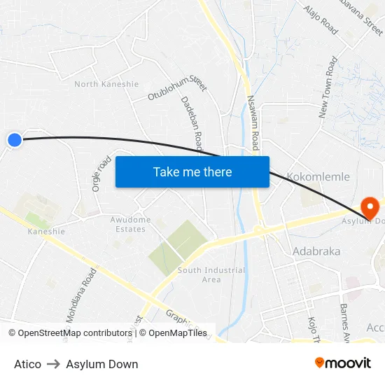 Atico to Asylum Down map