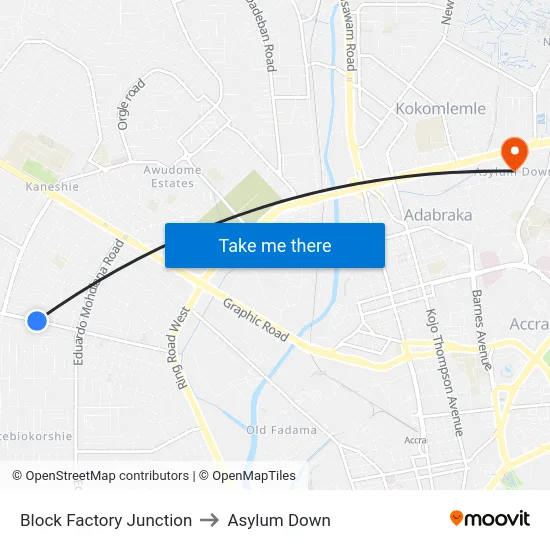 Block Factory Junction to Asylum Down map