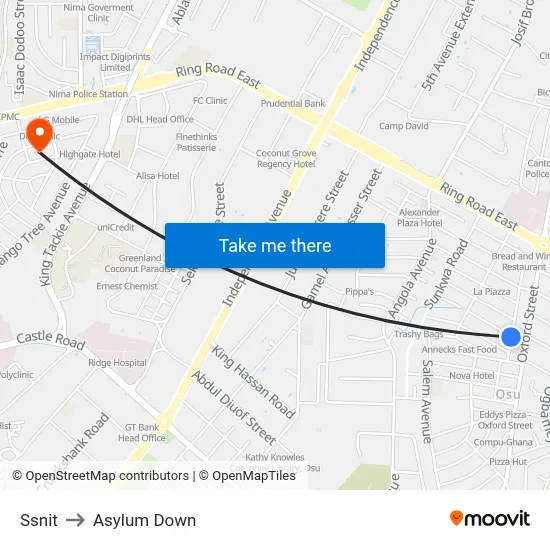 Ssnit to Asylum Down map
