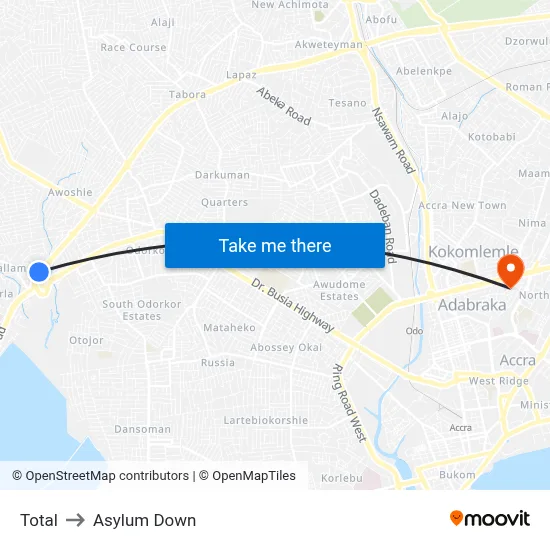 Total to Asylum Down map