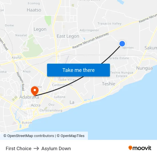 First Choice to Asylum Down map