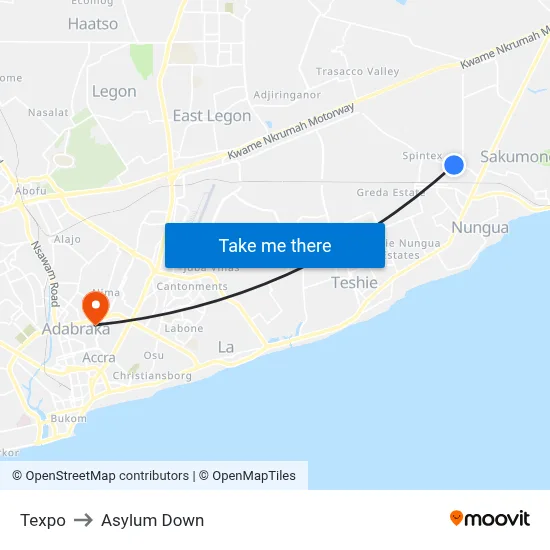 Texpo to Asylum Down map