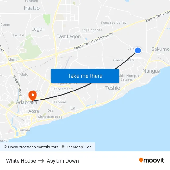White House to Asylum Down map