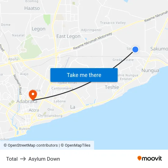 Total to Asylum Down map
