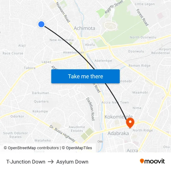 T-Junction Down to Asylum Down map