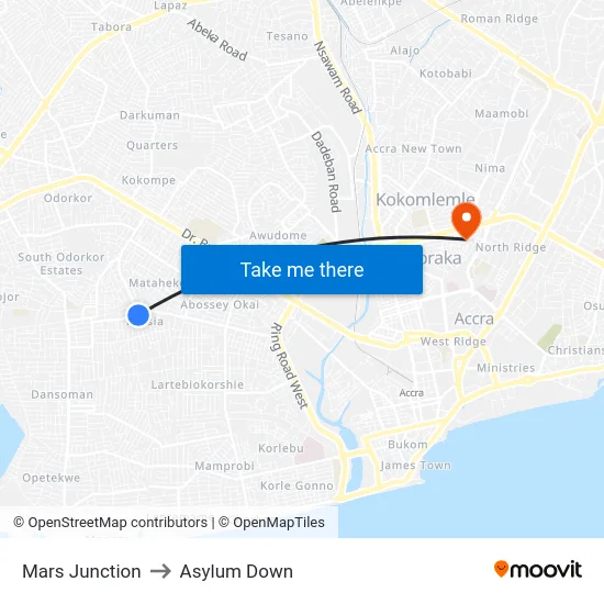 Mars Junction to Asylum Down map