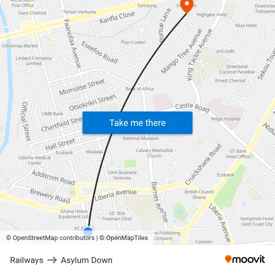 Railways to Asylum Down map