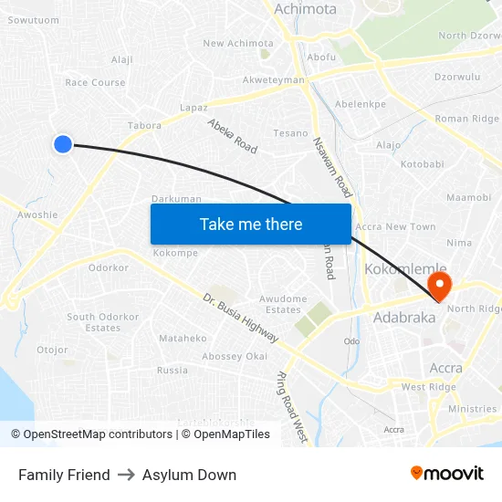 Family Friend to Asylum Down map