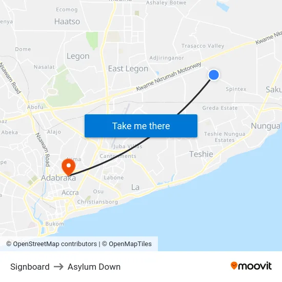 Signboard to Asylum Down map
