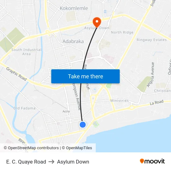 E. C. Quaye Road to Asylum Down map