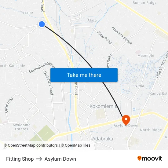 Fitting Shop to Asylum Down map