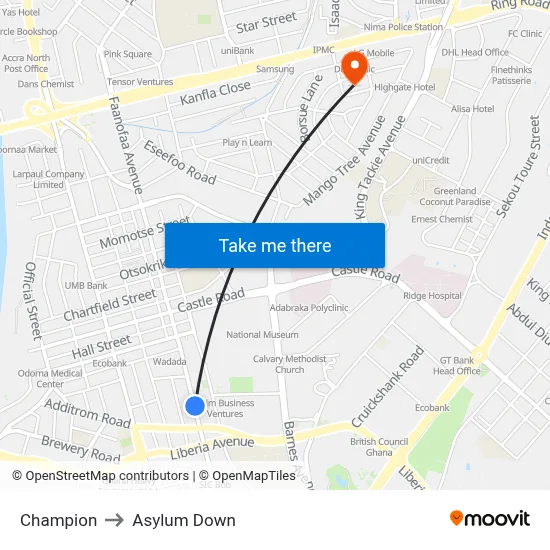 Champion to Asylum Down map