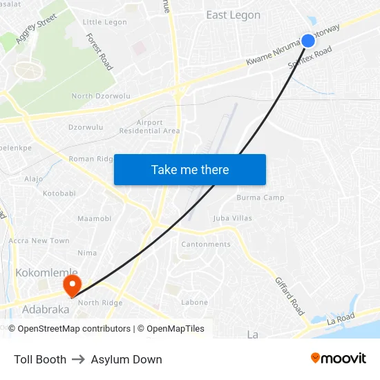 Toll Booth to Asylum Down map