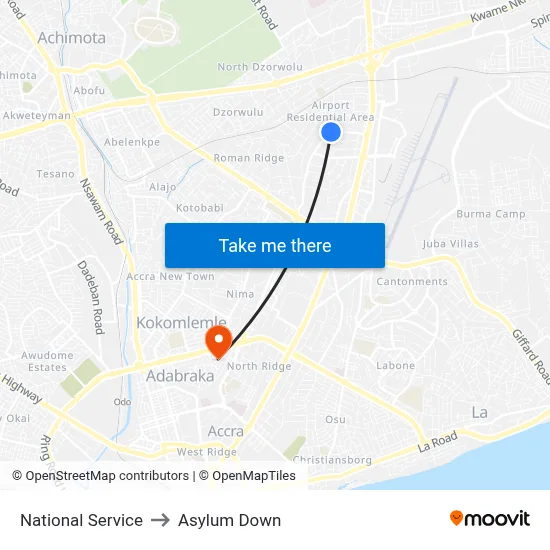 National Service to Asylum Down map