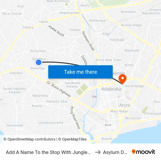 Add A Name To the Stop With Junglebus App to Asylum Down map