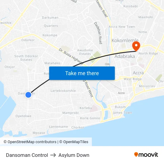 Dansoman Control to Asylum Down map