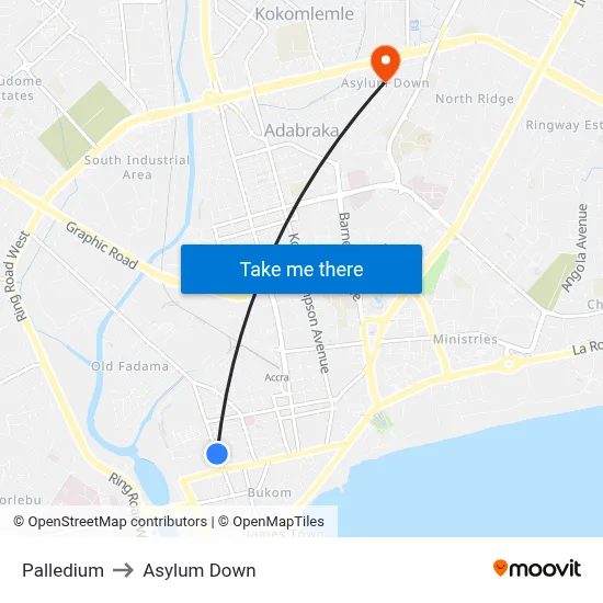Palledium to Asylum Down map