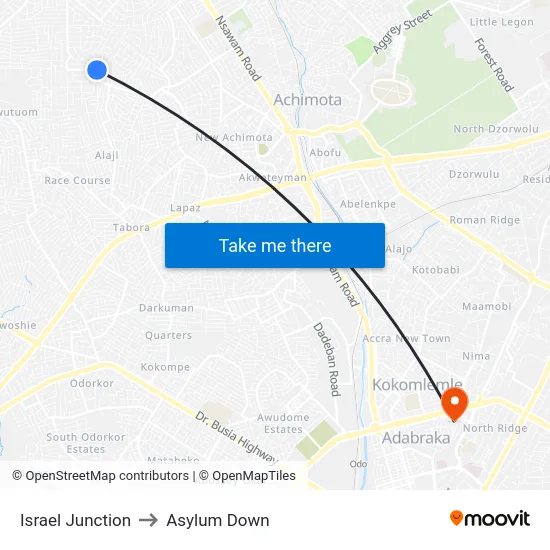 Israel Junction to Asylum Down map