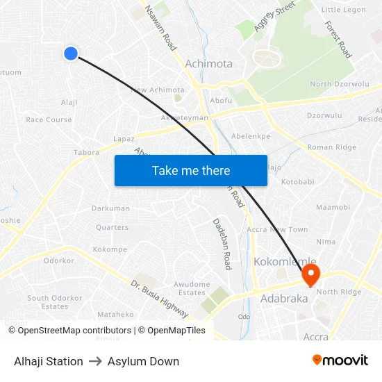 Alhaji Station to Asylum Down map