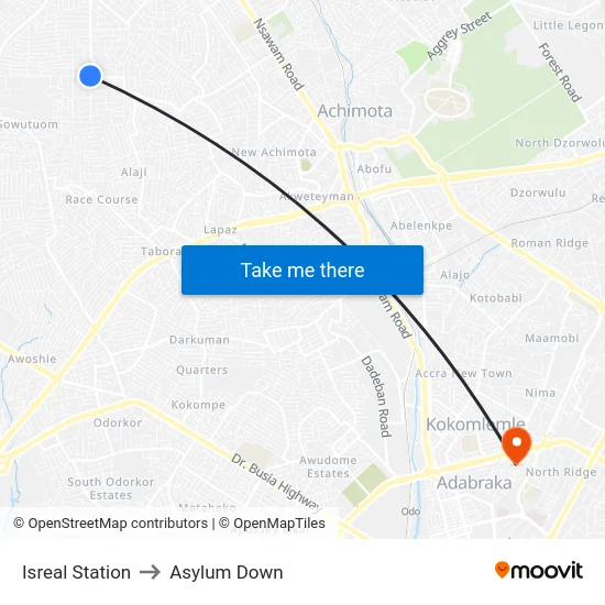 Isreal Station to Asylum Down map