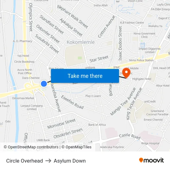 Circle Overhead to Asylum Down map