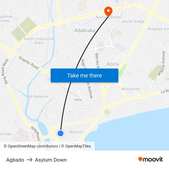 Agbado to Asylum Down map