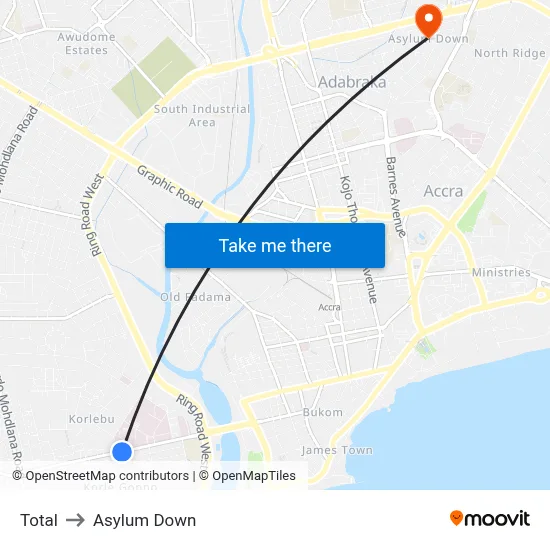 Total to Asylum Down map