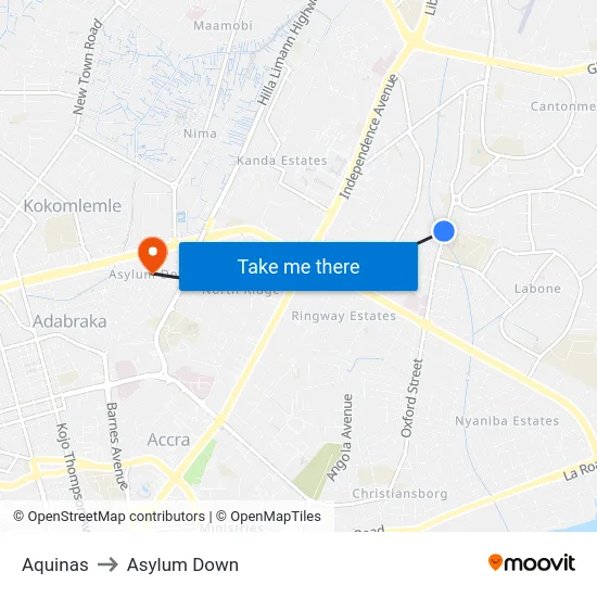 Aquinas to Asylum Down map