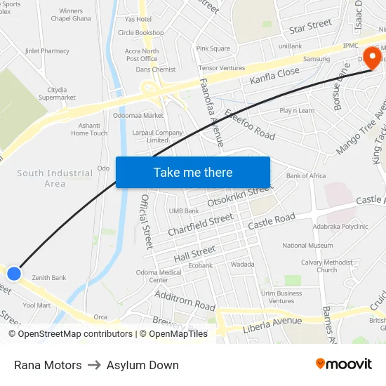 Rana Motors to Asylum Down map