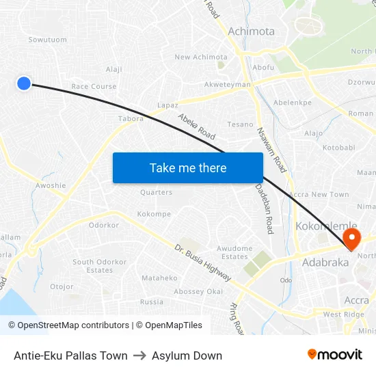 Antie-Eku Pallas Town to Asylum Down map
