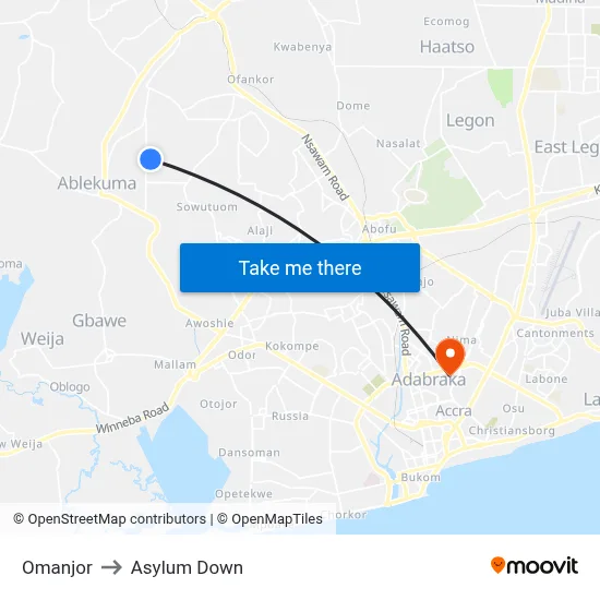 Omanjor to Asylum Down map