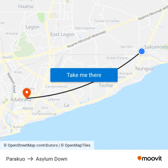 Parakuo to Asylum Down map