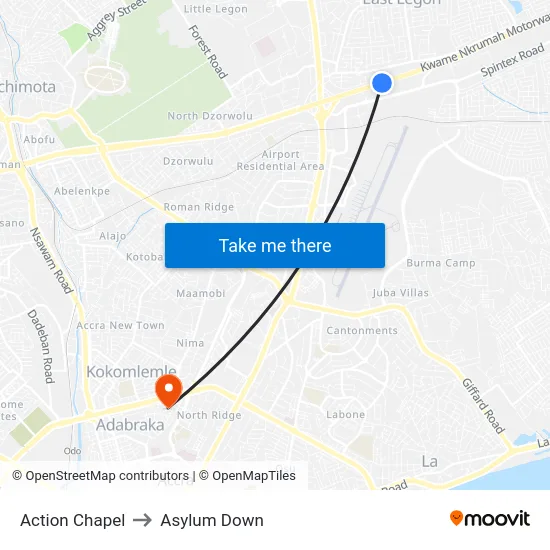 Action Chapel to Asylum Down map
