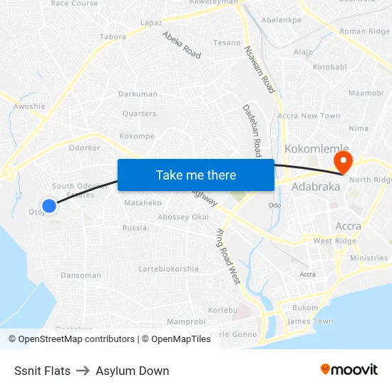 Ssnit Flats to Asylum Down map