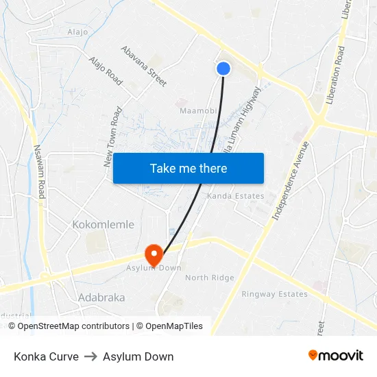 Konka Curve to Asylum Down map