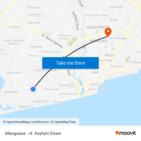 Mangoase to Asylum Down map